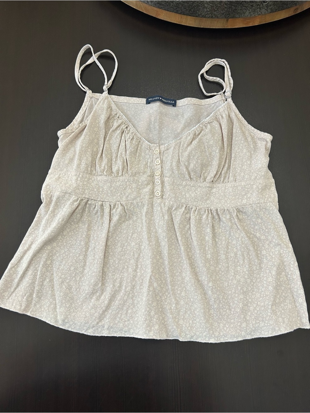 Brandy Melville Pale Pink Floral Spaghetti Strap Tank Top